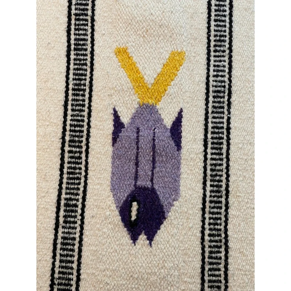 Vintage Mexican/Native Wool Fish Rug Wall /Hanging Folk Coastal Tapestry 80x42